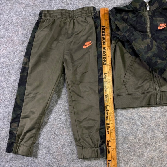 Nike Sportswear Toddler Camo Tracksuit Set Jacket Pants Green Orange Logo 24M - Picture 10 of 12
